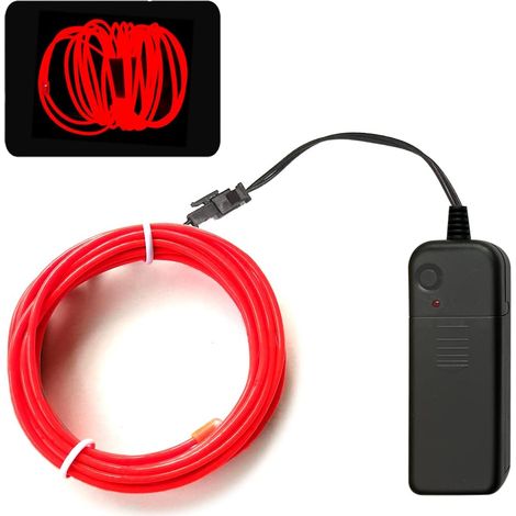 Cordon lumineux rouge, bande lumineuse néon portable avec batterie de 5 m, peut être coupé à volonté, convient pour les fêtes, Halloween, décoration DIY (piles non incluses) (1/4)