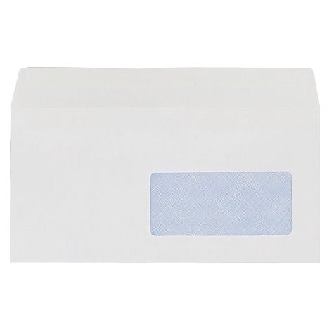Enveloppe 110 x 220 mm budget 80 g fenêtre 45 x 100 bde protec. blanche - Boîte de 500 - Maxiburo (1/2)