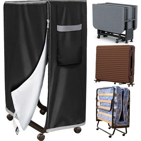 LaBlanc - Housse de rangement pour lit pliant réglable étanche anti-poussière housse de protection multifonctions intérieur extérieur housse de matelas pour lit pliant 99x38x114 cm,noir (1/5)