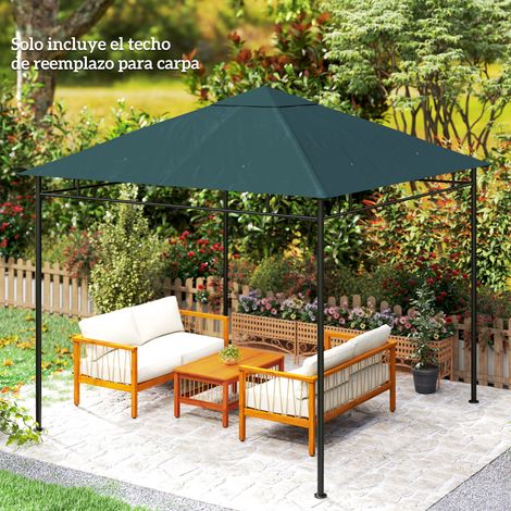 Techo de Repuesto 300x300 cm para Cenador de Jardín Cubierta de Repuesto de Gazebo Pabellón Exterior con 8 Orificios de Drenaje y Ventilación Gris (1/5)