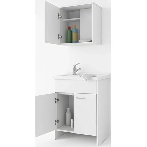 Mobile Lavatoio 60x50x85 cm con Pensile 60x34x52 cm 2 Ante (1/4)