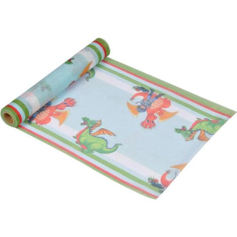 Chemin de Table Jetable "Chevalier & Dragon" 28cmx5m Multicolore