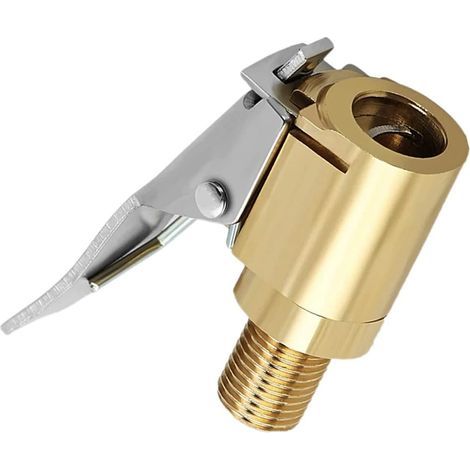 Reifenventil mit Adapter, verriegelbare Messing-Aufblasdüse, Adapterstück, auslaufsichere Klemme, Anschlusszubehör für Fahrzeug-Kompressorpumpe (8 mm), 1 Stück (1/5)
