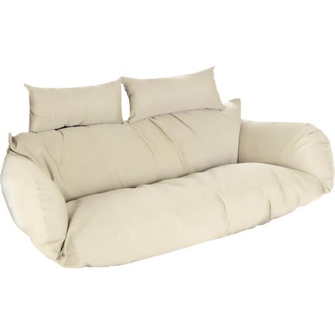 HOME DELUXE Polyrattan Hängesessel Kissen TWIN - Creme 105 x 41 x 45 cm  inklusive Sitz-, und Rückenkissen, UV-beständig  Hängestul, Hängesitz  Poly Rattan Hängesessel Hängekorb