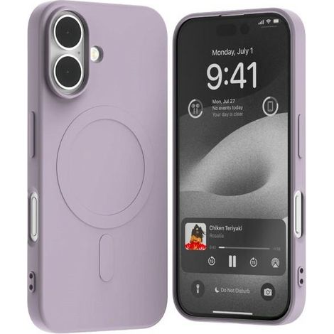Funda Mercury MagSafe de silicona semipermanente para iPhone 166.1, color lila y morado.