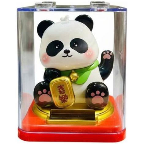 Panda-Figurhalter, Miniatur-Skulptur, solarbetrieben, dynamisch bewegliches Dekorations- und Symbolornament, geeignet für Auto, Büro, Geschenk, Panda Joy (1/5)