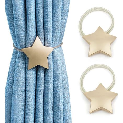 Lot de 2 attaches de rideaux magnétiques étoiles vintage, cordon décoratif pour maintien de draperies (1/3)