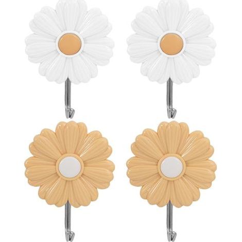 Lot De 4 Crochets AdhéSifs Muraux DéCoratifs Petite Marguerite Pour Chambre D'Enfant Porte Manteau Sans PerçAge AdhéSif Fort Pour Serviettes CléS VêTements (1/5)