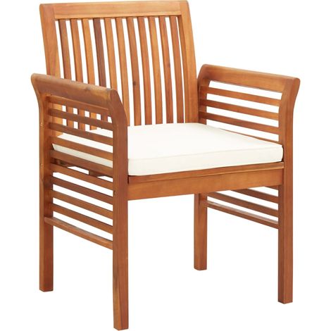 Silla de comedor para jardín con cojín madera maciza de acacia vidaXL (1/5)
