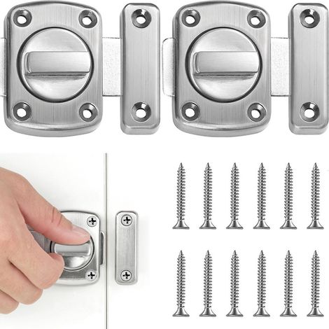 Verrou coulissant ING - avec vis - verrou de sécurité - verrou de porte - pêne - verrou de sécurité pour porte - lot de 2