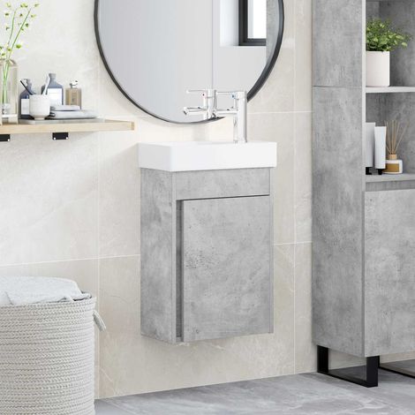 vidaXL Mobile bagno con rubinetto Grigio Cemento 40,5 x 22,5 x 62