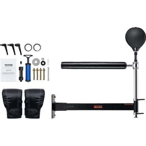 Entraîneur de vitesse de boxe, hauteur réglable, comprend des gants d'entraînement, Noir (1/2)