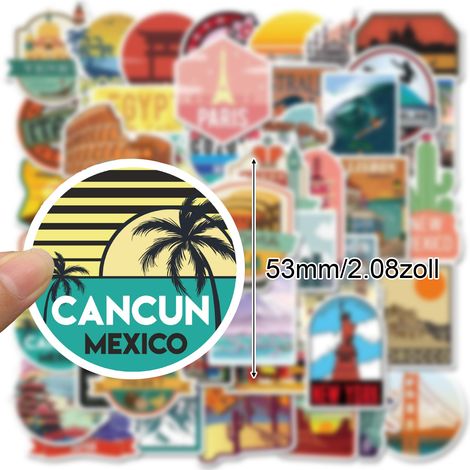 Sticker - Vintage Travel Sticker Set - Waterproof Vinyl Stickers - For Laptop Helmet Skateboard Bicycle Motorcycle Suitcase - 50 Pieces (1/5)