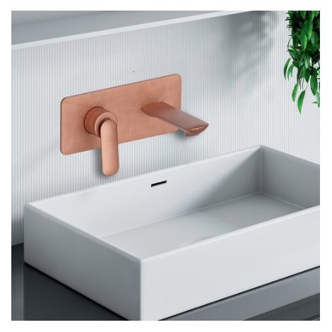 Façade mitigeur lavabo encastré avec bec de 185 mm Or Rose Brossé - CRISTINA ONDYNA FL25634P (1/2)