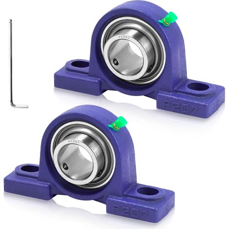 Palier Roulement 2Pcs UCP 207, Bride de Roulement de Bloc d'oreiller, Corps de Paliers en Fonte Bille Acier Roulements Est Doté d'un Graisseur, pour Roue de Brouette, Machine à Rouler (1/5)