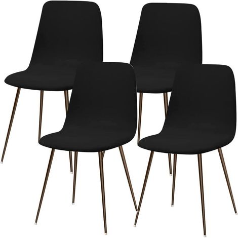 Noir Housse de Chaise Scandinave Extensible Lot de 4 Moderne Housse de Chaise de Salle à Manger Lavable Universel Couverture de Chaise de Cuisine Décor de Cuisine Maison-DOU