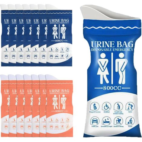 15 Sacs urinaires Portables (800 ML, 31,5 × 13 cm) – Sacs urinaires lavables en Coton lavé, 8 Bleus + 7 Roses, Toilettes d’Urgence pour Femmes, Hommes et Enfants, Voyage et Camping (1/5)