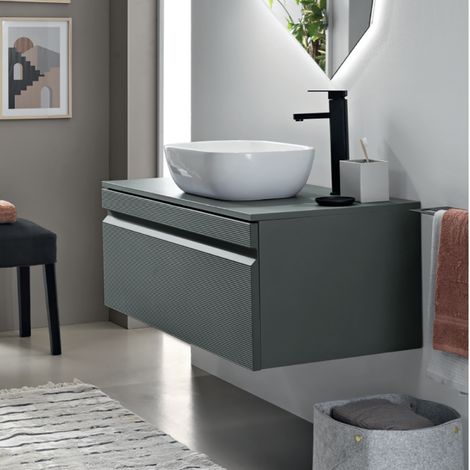 Cassetto bagno portalavabo 80 cm sospeso in PVC RIO Verde Alga (1/3)