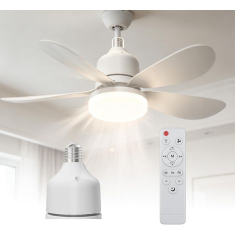 Ventilateur de plafond avec lumière télécommande variateur minuterie 52cm (1/5)