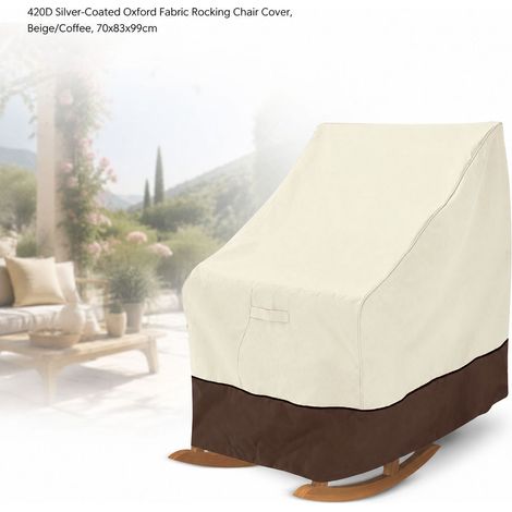 Toivize-Housse Chaise à Bascule - Imperméable Oxford 420D Argenté - Anti-UV Poussière Moisissure - Beige Café 70x83x99cm (1/4)