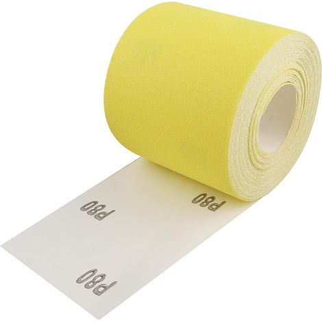 Roll of abrasive paper, 93 mm x 10 meters, 80 grit quartz sandpaper for wood, metal, paint, plaster, filler, automotive, compatible with hand sanders (1/4)