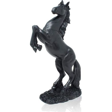 30 cm große, stehende Pferdefigur aus Kunstharz für die Heimdekoration, dekorative Skulptur, Kunstfigur, die ein Bauernpferd darstellt – Schwarz
