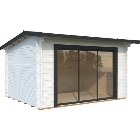 Abri de jardin en bois Ines 11,1 m2 Slide Peint blanc + anthracite (1/5)