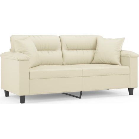 Maison Exclusive - Canapé 2 places avec oreillers crème 140 cm similicuir