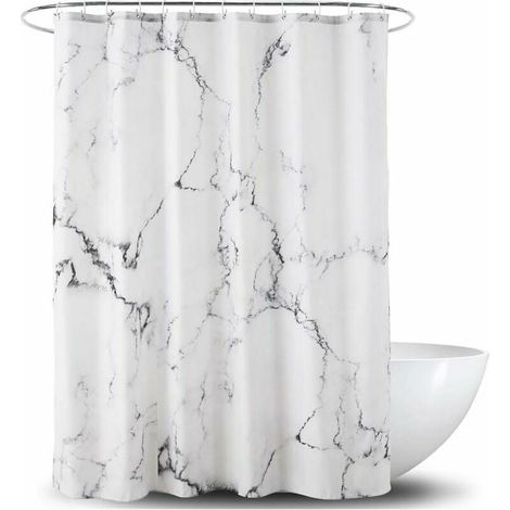 Rideau douche marbre 180x200 polyester lavable ourlet renforcé (1/4)