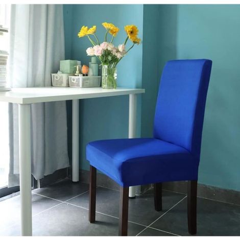 6 Pièces Housse de Chaise Moderne élastique, Amovible Lavable Extensible Housses de Chaise de Salle à Manger( (Bleu Royal)) (1/4)