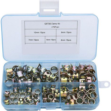 75PCS Spring Clip Hose Clamp Fuel Line Hose Clamps Spring Clip Hose Clamps 6mm, 7mm, 8mm, 9mm, 10mm (1/5)
