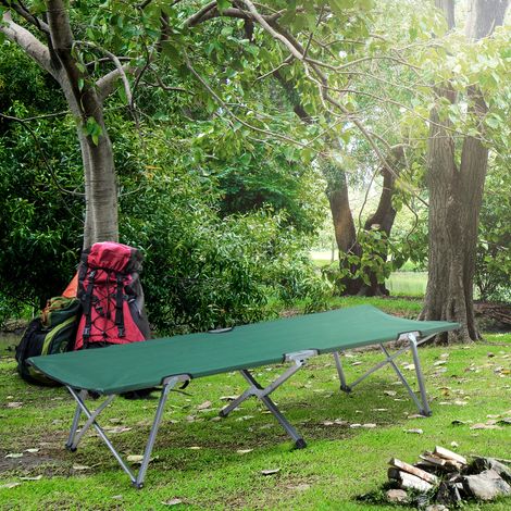 Cama de Acampada Plegable de Tela Oxford 600D con Marco Metálico Carga 136 kg para Playa Senderismo 193x64x40 cm Verde (1/5)