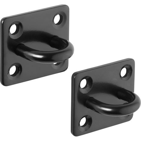 SOTECH Befestigungsöse Zurröse für Sonnensegel, Sandsack, Seilzug 35x 30 mm Ankerplatte aus V2A Edelstahl SS304 schwarz, 2x