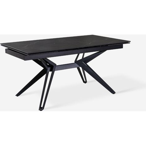 Tavolo allungabile in ceramica e metallo 160/240x90 Iulius - Effetto marmo nero (1/5)
