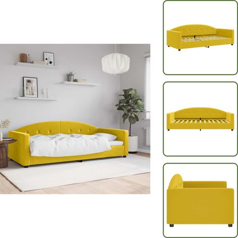 Sofá cama amarillo - vidaXL Sofá cama sin colchón terciopelo amarillo 90x200 cm - Sofá cama terciopelo