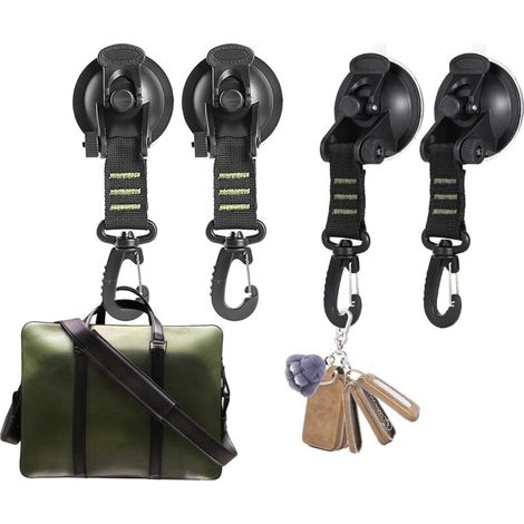 Ahlsen Ventosa, 4 Piezas Cierres de Ventosa Ganchos de Sujeción de Mosquetón Resistentes para Senderismo al Aire Libre Camping Escalada 18x6,5 cm (1/5)