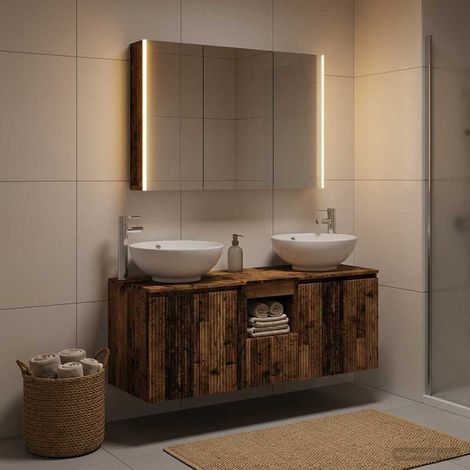 vidaXL Bathroom Cabinet Set 4 pcs Old Wood Engineered Wood (1/5)