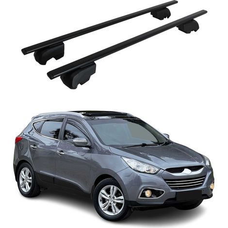 OMAC Dachtrager Quertrager für Hyundai ix35 2010-2015 – City Crash getestet – ISO PAS 11154:2006 – Abschliessbar – Max 75 kg – 2 Stangen Stahl Schwarz (1/5)
