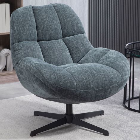 Fauteuil pivotant 75,5x82x86 cm en tissu bleu foncé - MOTTA