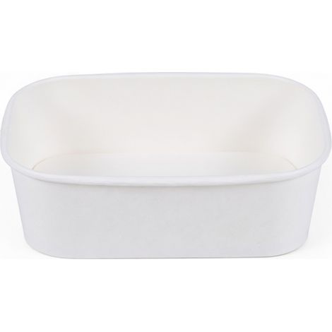 Bol rectangulaire en kraft blanc 650 ml sans couvercle