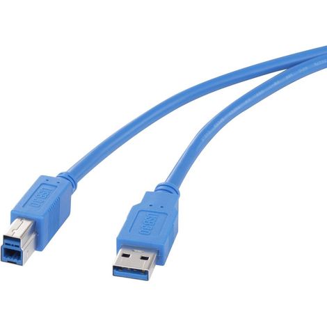 Renkforce Câble USB USB 3.2 Gen1 USB-A mâle, USB-B mâle 0.50 m bleu contacts dorés RF-4260498 (1/3)