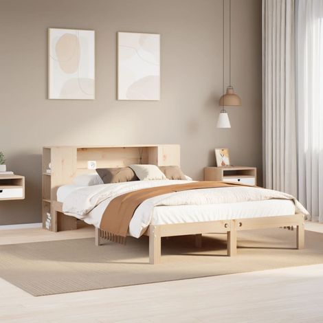Bookcase Bed without Mattress 120x190 cm Small Double Solid Wood Pine vidaXL (1/5)