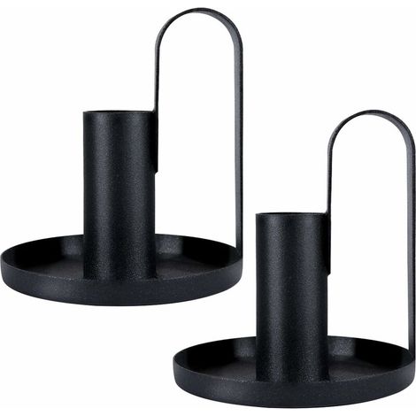 2 Pcs Candle Holders,Retro Iron Candle Holders Black Candlestick Holders Candlelight Stand for Taper Candles Fits Wedding Dinning Room Party Bar Kitchen Home Decoration (1/4)