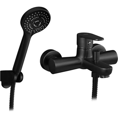 Miscelatore vasca nero opaco con duplex e kit doccia serie Lizzy (1/2)