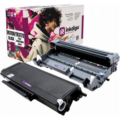 Tambour et toner Inkdigo DR3100 TN3170 compatibles avec l'imprimante Brother DCP-8060 HL-3145, certifiés TÜV. (1/5)