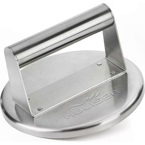 15 cm große Burgerpresse aus Edelstahl mit Rand, Hackfleischform für Grill und Barbecue