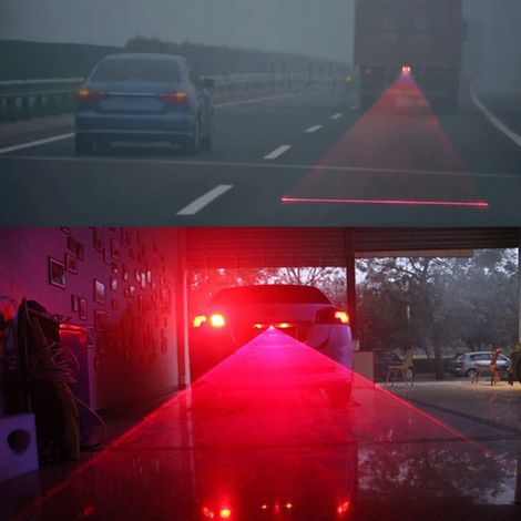 Feu arrière laser 8V-36V pour voiture et moto, lampe stop anti-collision avec avertisseur(Type 1)