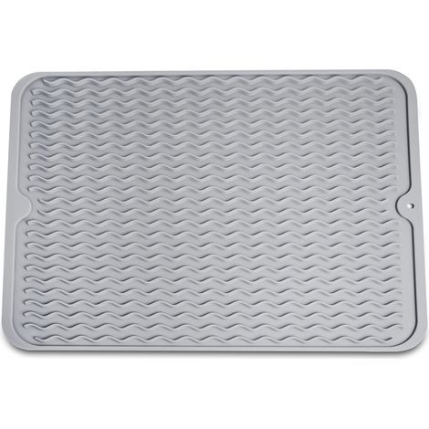 Tapis Égouttoir Pour Vaisselle en Silicone, Résistant à la Chaleur et Antidérapant, Dessous de Plat, sans BPA (Gris, 40x30cm) (1/5)