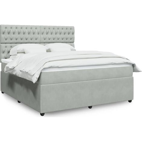 Boxspringbett mit Matratze Hellgrau 180x200 cm Samt
