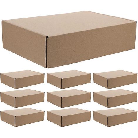 Lot de 10 boîtes d'expédition en carton ondulé brun - Idéales pour l'emballage et le publipostage.-20.00X14.00X4.00CM-Brown